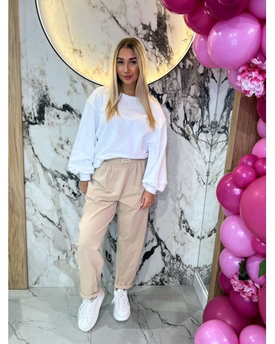 Spodnie dresowe z etykietą By o la la...! beżowe