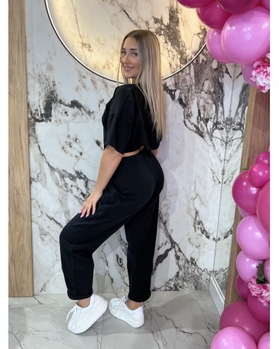 Spodnie dresowe z etykietą By o la la...! czarne