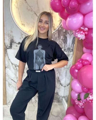 Spodnie dresowe z etykietą By o la la...! czarne