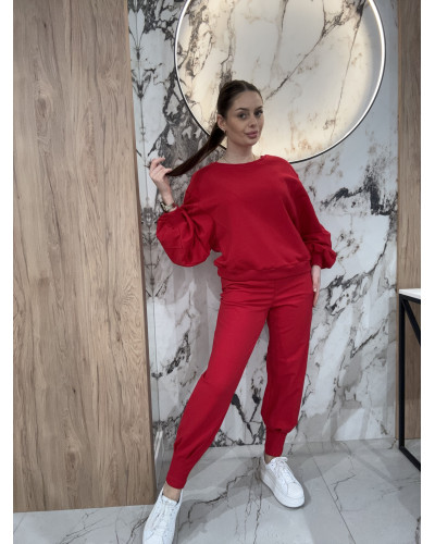 Spodnie dresowe z wywijaną gumą By o la la...! red kiss