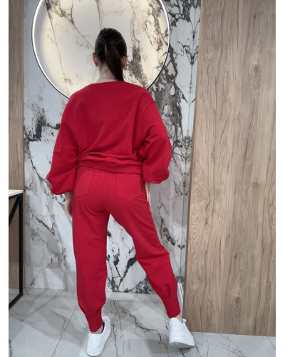 Spodnie dresowe z wywijaną gumą By o la la...! red kiss