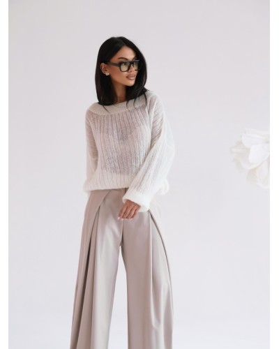 Sweter moherowy mgiełka By o la la...! śmietanowy