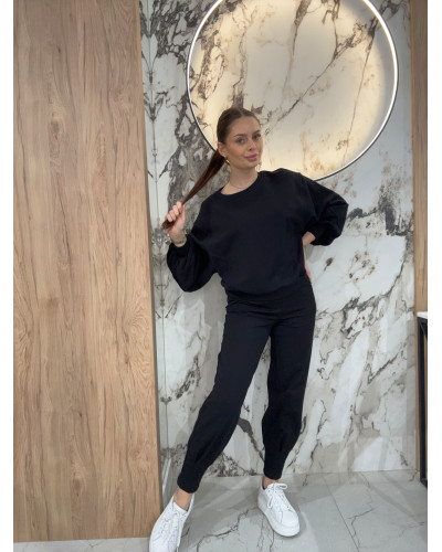 Spodnie dresowe z wywijaną gumą By o la la...! czarne