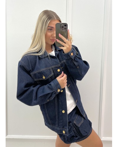 Spódniczka jeansowa z kieszeniami La Milla granatowa