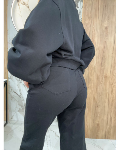 Spodnie dresowe z wywijaną gumą By o la la...! czarne