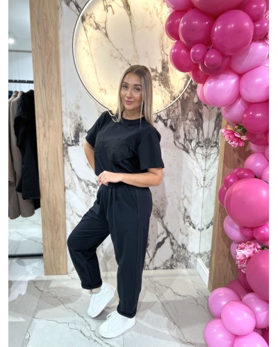 T-shirt z haftem BOHO By o la la...! czarny