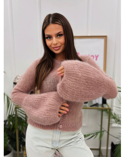 Sweter z bufiastym rękawem beżowy