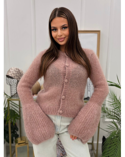 Sweter z bufiastym rękawem beżowy