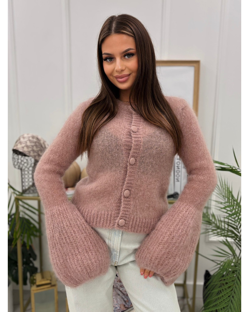 Sweter z bufiastym rękawem beżowy