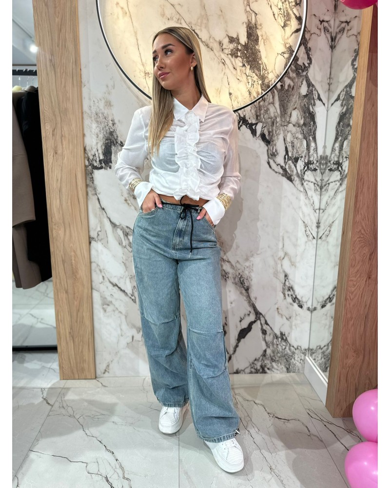 Spodnie jeansowe z zakładkami na kolanie By o la la...! niebieskie