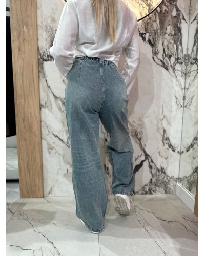 Spodnie jeansowe z zakładkami na kolanie By o la la...! niebieskie