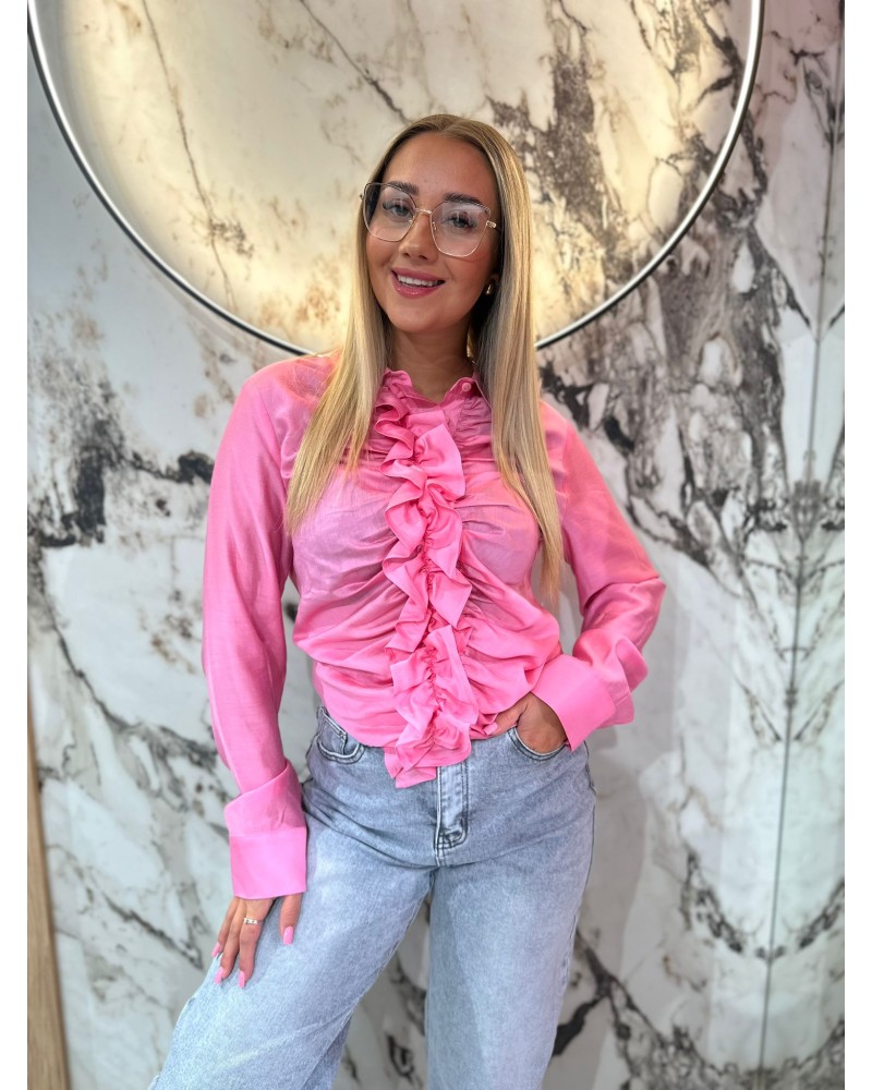 Koszula z żabotem By o la la...! różowa