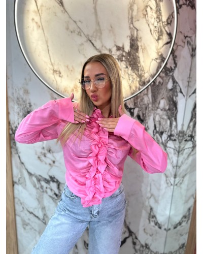 Koszula z żabotem By o la la...! różowa
