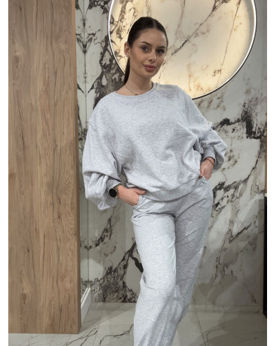 Spodnie dresowe z wywijaną gumą By o la la...! szary melanż