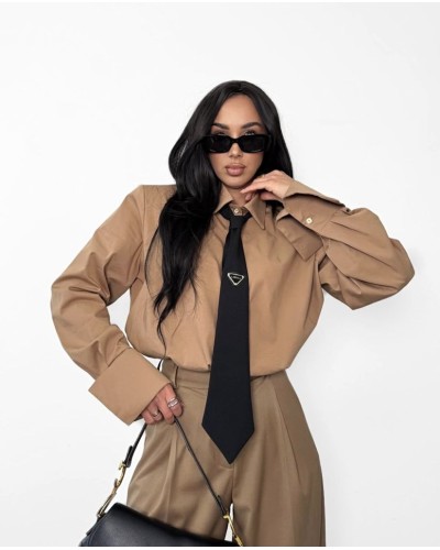 Koszula z krawatem La Milla beżowa