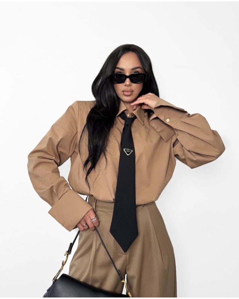 Koszula z krawatem La Milla beżowa