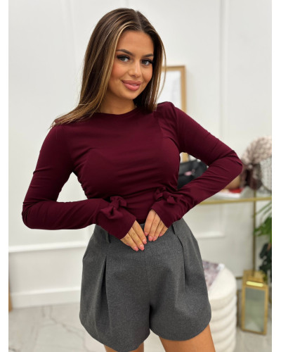 Bluzka ROSE z kokardką bordowa