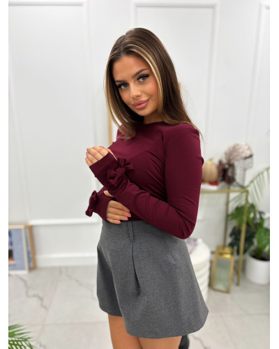 Bluzka ROSE z kokardką bordowa