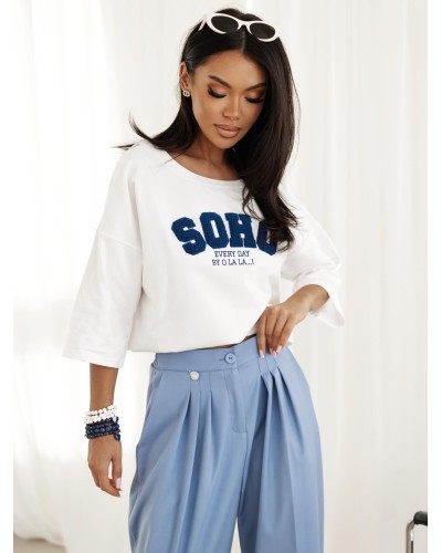 T-shirt SOHO By o la la...! biały z denimem