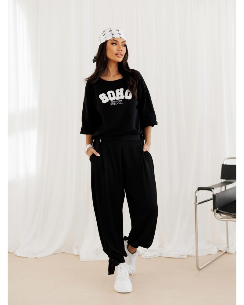 Materiałowe alladynki z wiązaną nogawką By o la la...! czarne