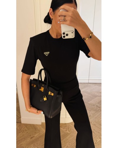 Spodnie materiałowe dzwony LA MILLA czarne