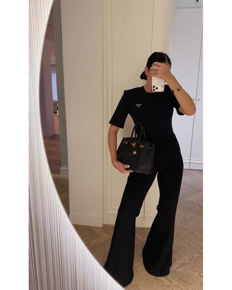 Spodnie materiałowe dzwony LA MILLA czarne