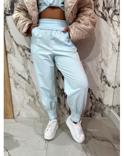 Spodnie dresowe z wywijaną gumką  By o la la...! blue mint