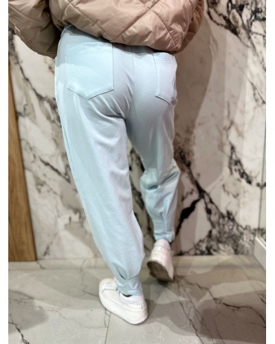 Spodnie dresowe z wywijaną gumką  By o la la...! blue mint
