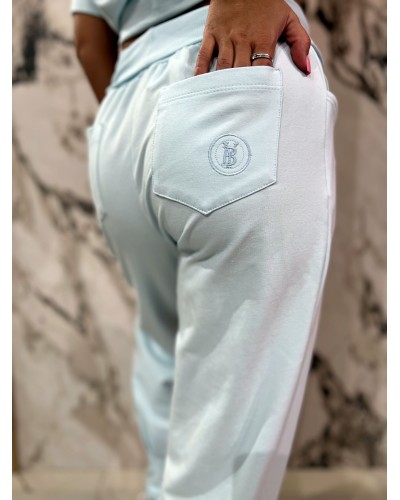 Spodnie dresowe z wywijaną gumką  By o la la...! blue mint