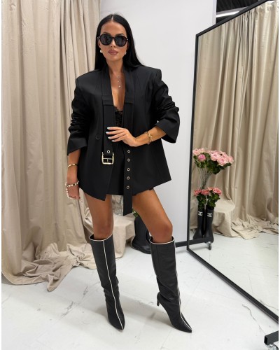 Marynarka z paskiem na kołnierzu La Milla czarna