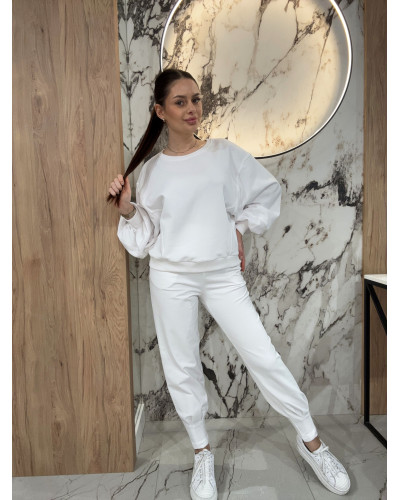 Spodnie dresowe z wywijaną gumą By o la la...! białe
