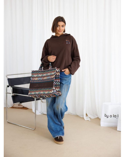 Bluza z kapturem z B By o la la...! espresso z zygzak