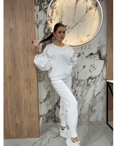 Spodnie dresowe z wywijaną gumą By o la la...! białe