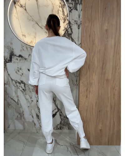 Spodnie dresowe z wywijaną gumą By o la la...! białe