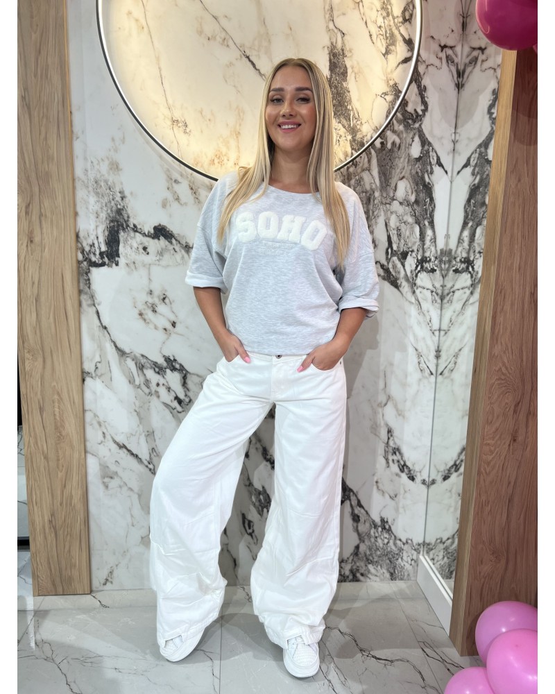 Spodnie jeansowe z marszoną nogawką By o la la...! białe