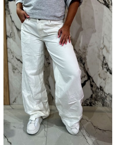 Spodnie jeansowe z marszoną nogawką By o la la...! białe