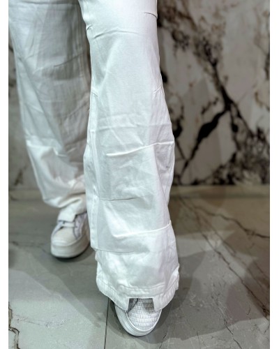 Spodnie jeansowe z marszoną nogawką By o la la...! białe