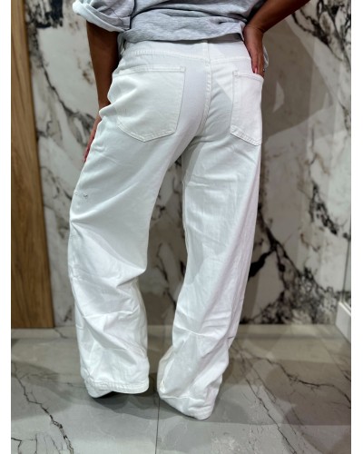 Spodnie jeansowe z marszoną nogawką By o la la...! białe