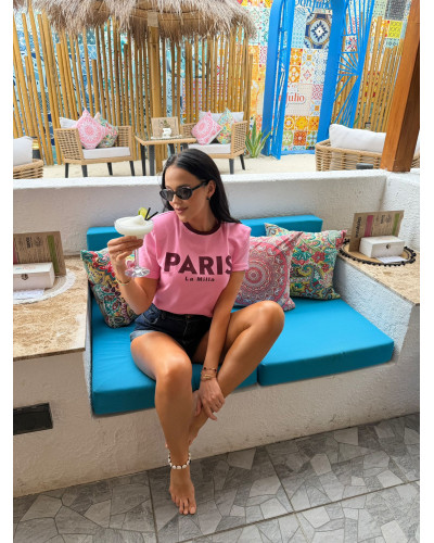 T-Shirt La Milla Paris róż z bordo