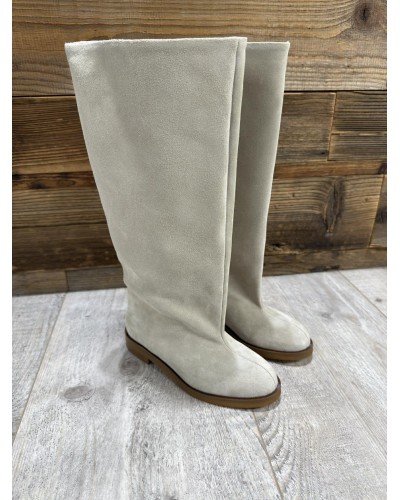 Kozaki zamszowe z szeroką cholewką By o la la...! beżowe