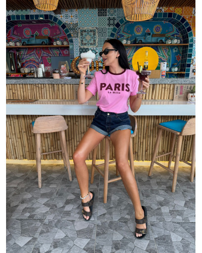 T-Shirt La Milla Paris róż z bordo