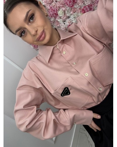 Koszula a'la jeansowa logo La Milla pudrowy róż