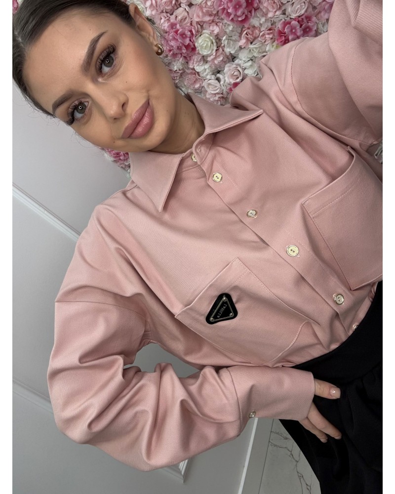 Koszula a'la jeansowa logo La Milla pudrowy róż