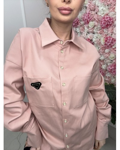 Koszula a'la jeansowa logo La Milla pudrowy róż