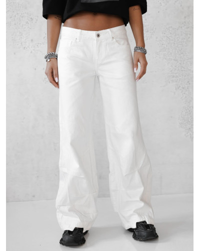 Spodnie jeansowe z marszczoną nogawką By o la la...! białe