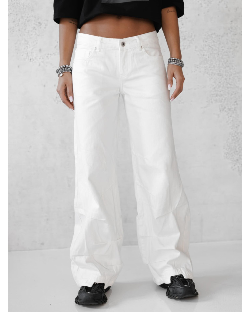Spodnie jeansowe z marszczoną nogawką By o la la...! białe