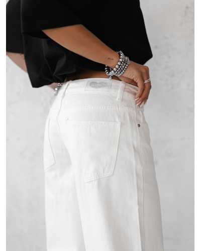 Spodnie jeansowe z marszczoną nogawką By o la la...! białe