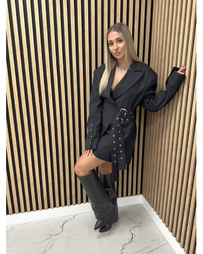 Sukienka marynarka z paskami La Milla czarna