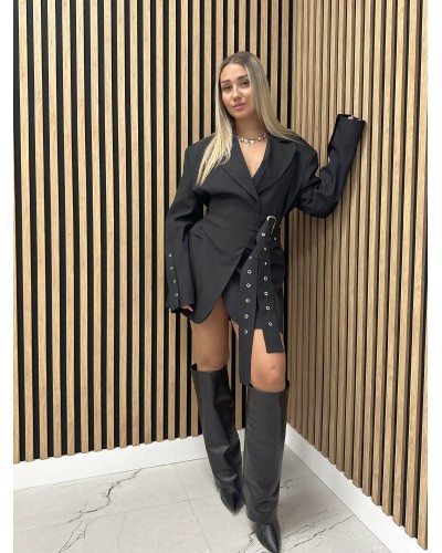 Sukienka marynarka z paskami La Milla czarna