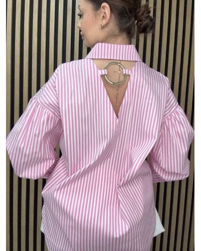 Koszula w paski z kółkiem na plecach La Milla różowa